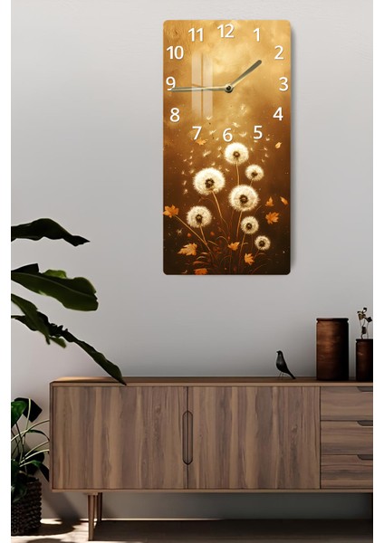 Altın Karahindiba Desenli Temperli Cam Tablo Saat – 30×60 Cm– Uv Baskı– CUSD138 fiyatları