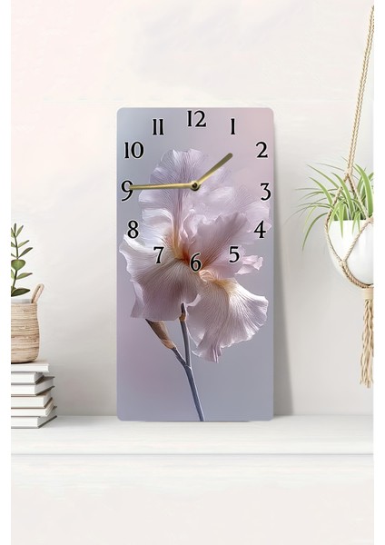 Beyaz Çiçek Desenli Uv Baskı Mdf Tablo Saat – 30X60 Cm– USD216