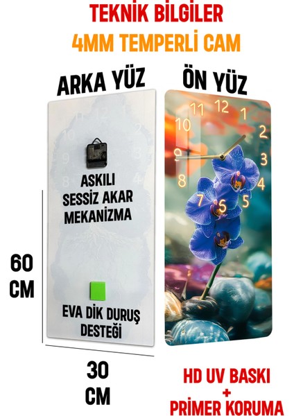 Temperli Cam Tablo Saat –modern Dekorasyonun Tamamlayıcısı 30X60 Uv Baskı – CUSD043