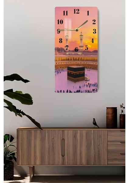 Kâbe Gün Batımı Manzaralı Temperli Cam Tablo Saat 30X60 cm | Hd Uv Baskı– CUSD183 fiyatları