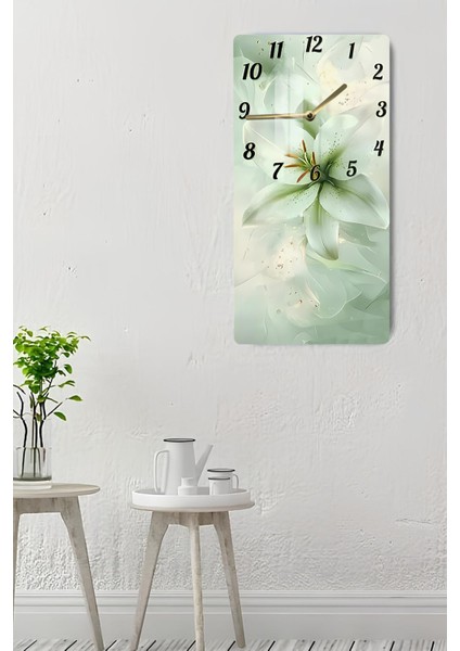 Zambak Çiçekli Temperli Cam Tablo Saat – 30X60 cm | Hd Uv Baskı– CUSD164 indirimleri