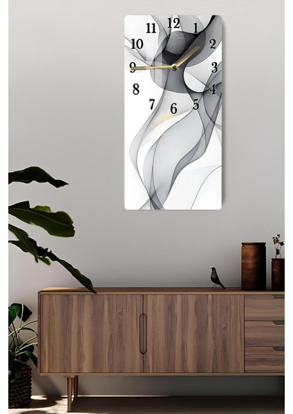 Temperli Cam Tablo Saat – Siyah Beyaz Dalga Desenli Modern Tasarım (30X60 Cm) – Uv Baskı– CUSD108 fiyatları