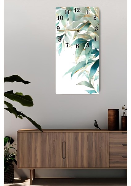 Tropikal Yaprak Desenli Temperli Cam Tablo Saat – 30×60 cm Hd Uv Baskı– CUSD208 fiyatları