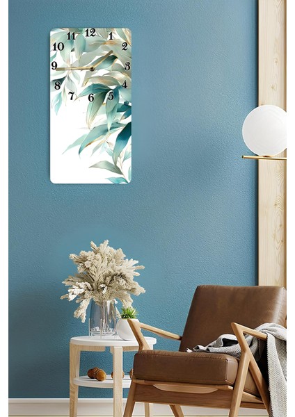 Tropikal Yaprak Desenli Temperli Cam Tablo Saat – 30×60 cm Hd Uv Baskı– CUSD208 fırsatları