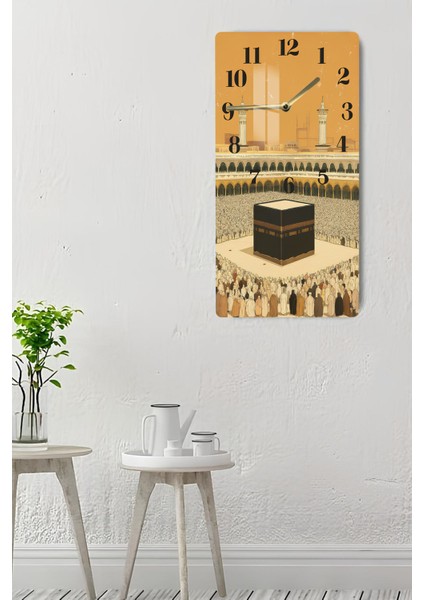 Kâbe Gün Doğumu Manzaralı Temperli Cam Tablo Saat 30X60 cm | Hd Uv Baskı– CUSD181 indirimleri