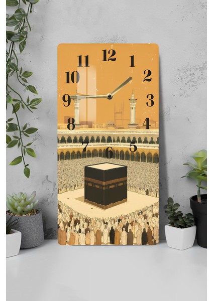 Kâbe Gün Doğumu Manzaralı Temperli Cam Tablo Saat 30X60 cm | Hd Uv Baskı– CUSD181