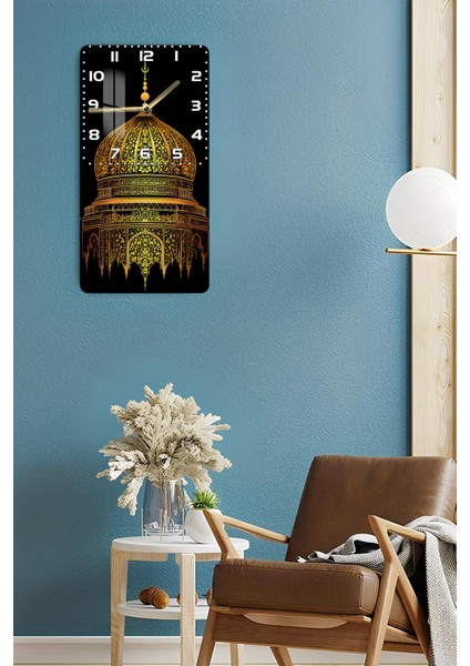 Altın Kubbe Desenli Temperli Cam Tablo Saat – 30X60 cm | Hd Uv Baskı– CUSD171 fırsatları