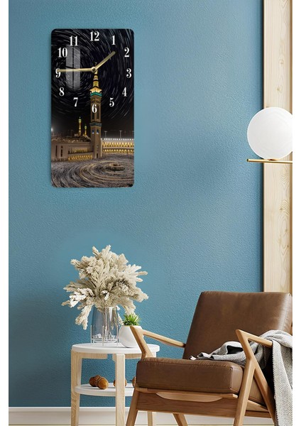 Kâbe Gece Gökyüzü Manzaralı Temperli Cam Tablo Saat 30X60 cm | Hd Uv Baskı– CUSD182 fırsatları