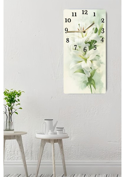 Beyaz Zambaklar Temalı Temperli Cam Duvar Saati – 33X33 cm – Hd Uv Baskı– CUSD071 indirimleri