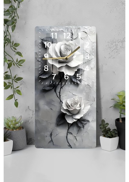 Gümüş Güller Temalı Temperli Cam Duvar Saati – 33X33 cm – Sessiz Mekanizma & Hd Uv Baskı– CUSD062 fırsatları