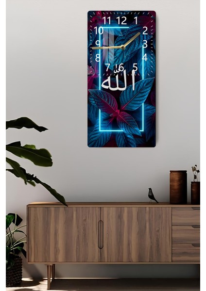 Allah Yazılı Neon Çerçeveli Temperli Cam Tablo Saat (30X60 Cm) – CUSD028 fiyatları