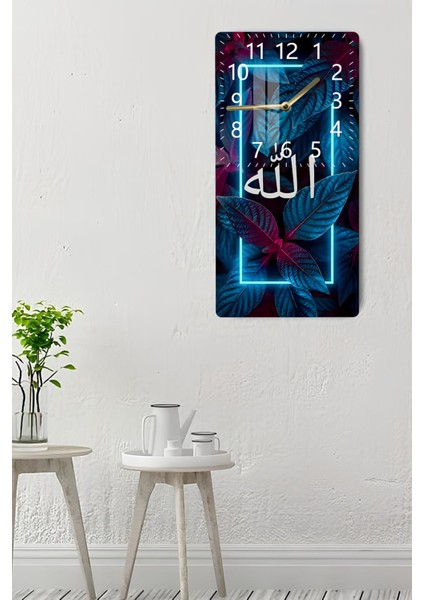 Allah Yazılı Neon Çerçeveli Temperli Cam Tablo Saat (30X60 Cm) – CUSD028 indirimleri