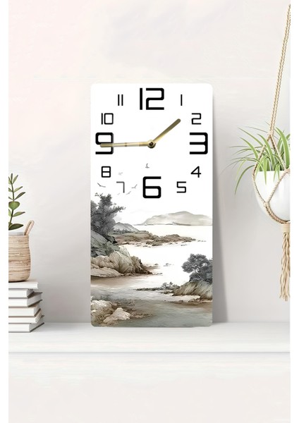 Doğa Manzaralı Temperli Cam Tablo Saat 30X60 cm | Hd Uv Baskı– CUSD199