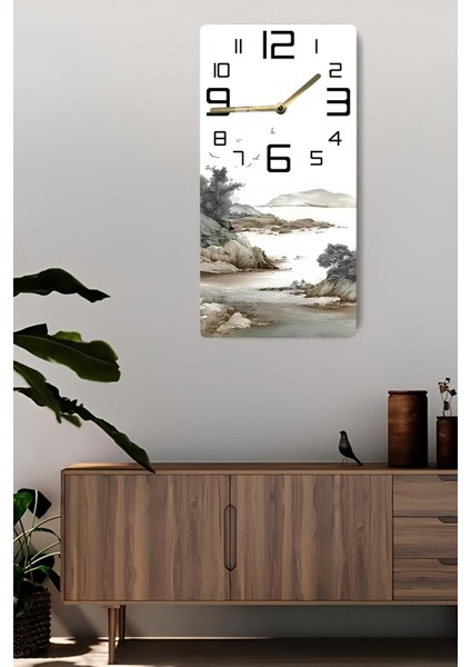 Doğa Manzaralı Temperli Cam Tablo Saat 30X60 cm | Hd Uv Baskı– CUSD199 fiyatları