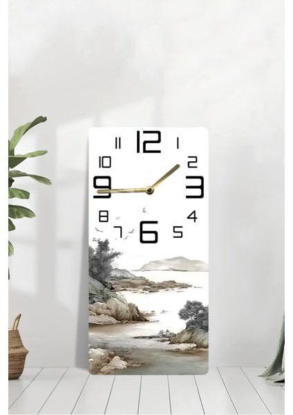 Doğa Manzaralı Temperli Cam Tablo Saat 30X60 cm | Hd Uv Baskı– CUSD199 modelleri