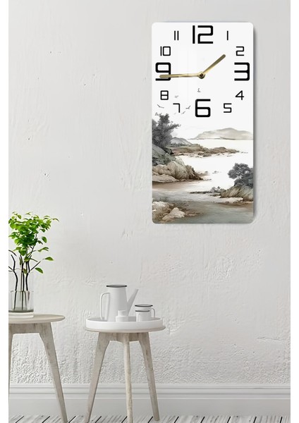 Doğa Manzaralı Temperli Cam Tablo Saat 30X60 cm | Hd Uv Baskı– CUSD199 indirimleri