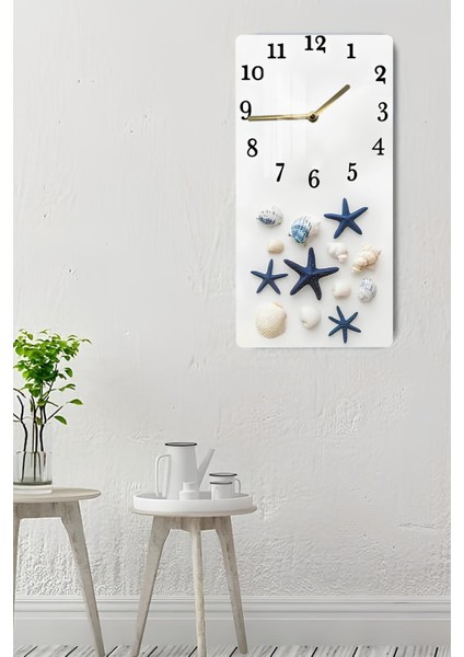 Deniz Yıldızlı ve Kabuklu Temperli Cam Tablo Saat – 33X33 cm | Hd Uv Baskı– CUSD082 indirimleri