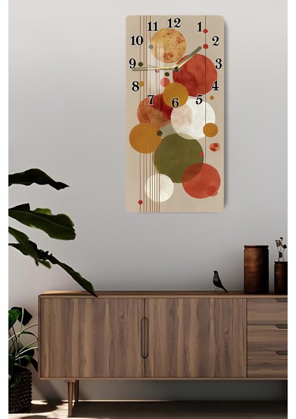 Temperli Cam Tablo Saat – Retro Geometrik Daire Desenli Modern Tasarım (30X60 Cm)– Uv Baskı– CUSD110 fiyatları