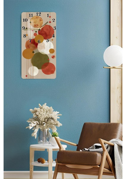 Temperli Cam Tablo Saat – Retro Geometrik Daire Desenli Modern Tasarım (30X60 Cm)– Uv Baskı– CUSD110 fırsatları