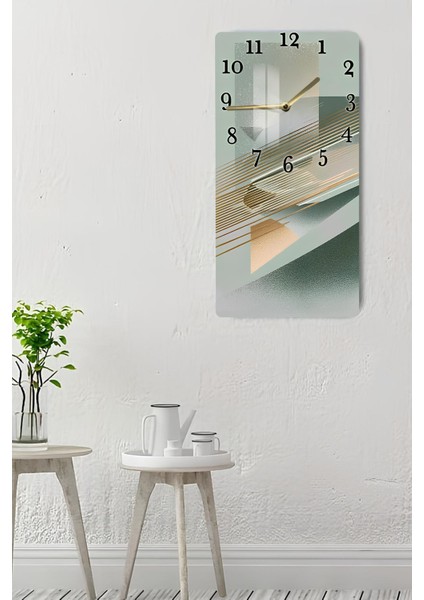 Temperli Cam Tablo Saat – Yeşil ve Altın Çizgili Geometrik Tasarım (33×33 Cm)– Uv Baskı– CUSD104 indirimleri
