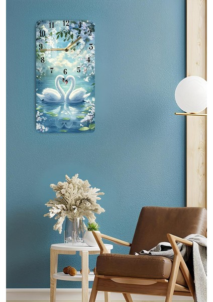 Aşkın ve Zarafetin Simgesi Kuğu Temalı Temperli Cam Tablo Saat – 30X60 cm | Hd Uv Baskı– CUSD154 fırsatları