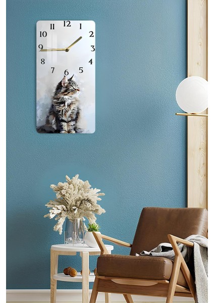 Kedi Temalı Temperli Cam Tablo Saat – 30×60 Cm– Uv Baskı– CUSD137 fırsatları