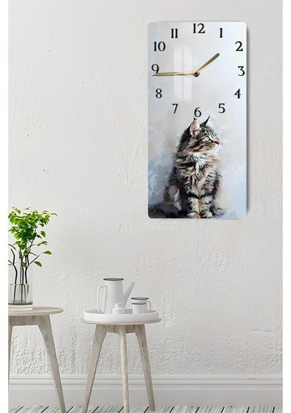 Kedi Temalı Temperli Cam Tablo Saat – 30×60 Cm– Uv Baskı– CUSD137 indirimleri