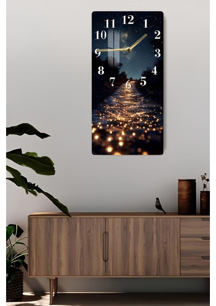 Yıldızlı Gece Işıltılı Yol Temalı Temperli Cam Tablo Saat – 30×60 Cm– Uv Baskı– CUSD144 fiyatları