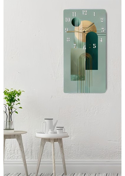 Temperli Cam Tablo Saat – Yeşil & Altın Geometrik Desenli Tasarım (33×33 Cm)– Uv Baskı– CUSD098 indirimleri