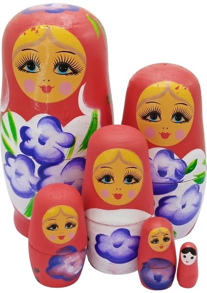 Ahşap Matruşka Bebek Altılı Set Kırmızı modelleri