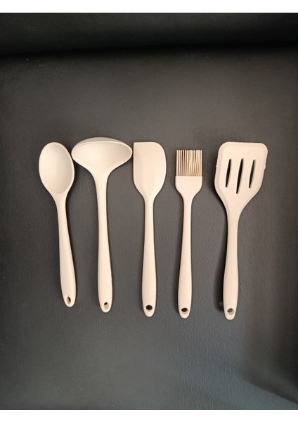 5 Parça Isıya Dayanıklı Silikon Pişirme Seti Yanmaz Yapışmaz Servis Seti