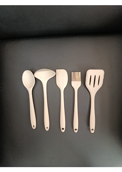 5 Parça Isıya Dayanıklı Silikon Pişirme Seti Yanmaz Yapışmaz Servis Seti