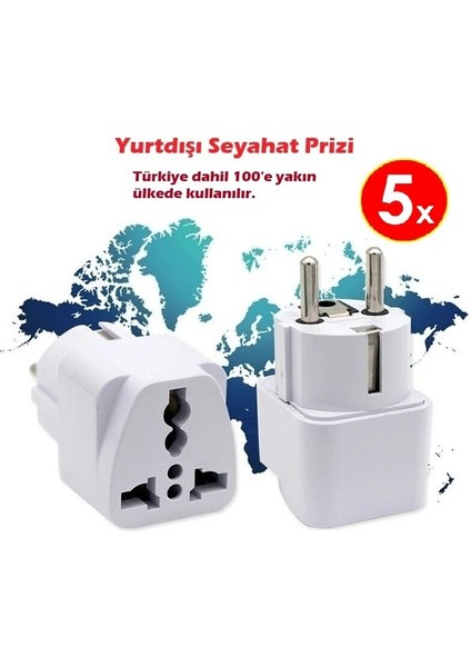 Yurtdışı Seyahat Prizi Universal Seyahat Adaptörü Priz Çevirici Priz Dönüştürücü (5 Adet)