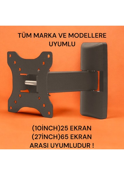 25-65 Ekran 10" Inch 27" Inch Arası Tek Kollu Kilitli Hareketli Askı Aparatı