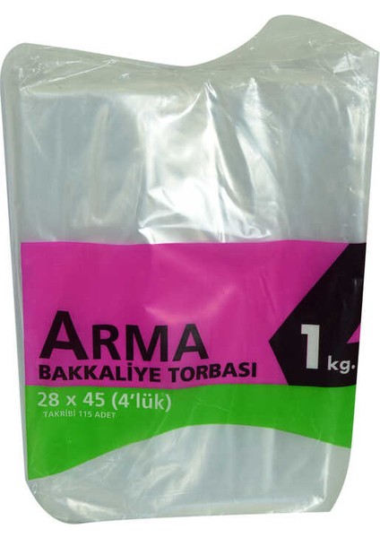 Naylon Torba Arma Şeffaf Bakkaliye Kuruyemiş Şeker Torbası 28X45 (4 Lük ) Takribi 115 Adet 1000 gr