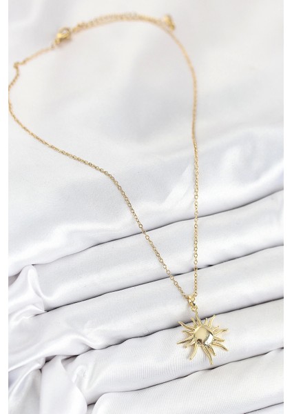 Bfs 316L Çelik Güneş Model Gold Renk Kadın Kolye fiyatları