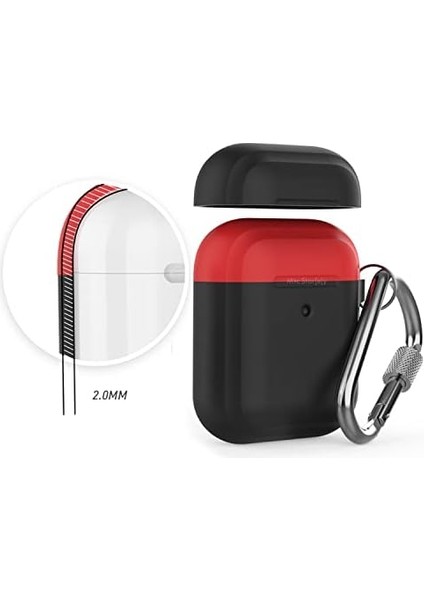 Airpods 1-2 Nesil Uyumlu Silikon Kılıf – Mat Yumuşak Dokulu, Darbe Emici, Kemer Klipsli Karabina, Kablosuz Şarj Destekli, Yedek Üst Kapak Hediyeli, Toz Geçirmez Koruyucu Kılıf Siyah modelleri