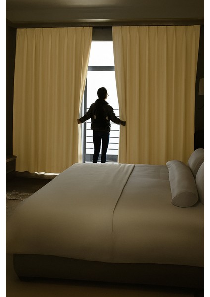 Bej %100 Güneş Geçirmez Blackout, Karartma Güneşlik, Perde | Pilesiz Dikim, Tek Kanat fiyatları