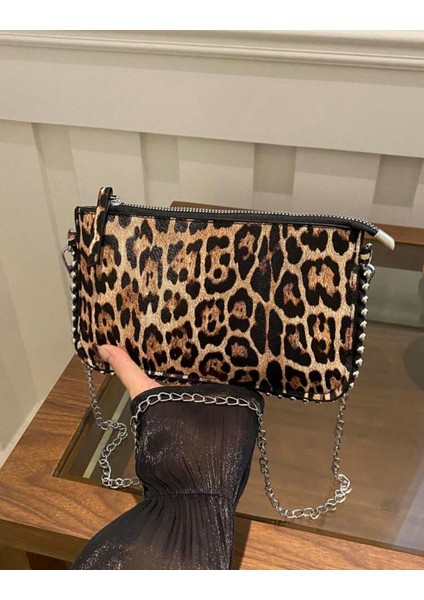 Kadın Vintage Boncuklu Zincir Patchwork Çapraz Çanta