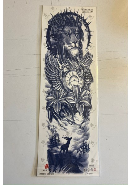 Aslan 3 Hafta Kalıcı Tam Kol Bacak Kaplama Yapıştırma Geçici Dövme 46 cm