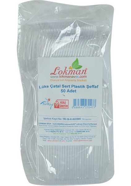 Lüks Çatal Sert Plastik Şeffaf 50 Adet 1 Paket