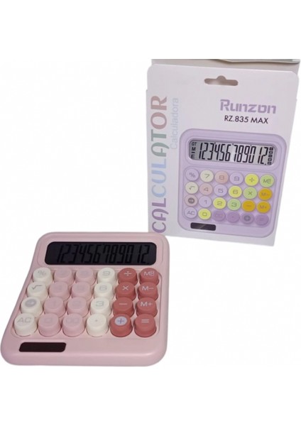 Pembe 12 Hane Renkli Yuvarlak Tuş Takımı Hesap Makinesi modelleri