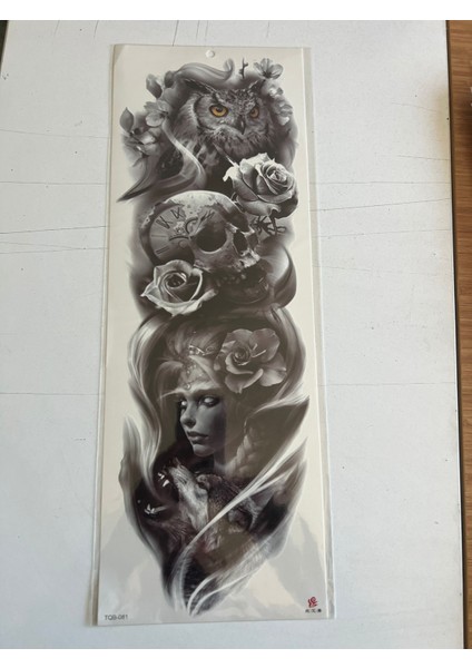 Baykuş 1 Hafta Kalıcı Tam Kol Kaplama Bacak Yapıştırma Geçici Dövme 46 cm