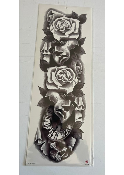 Güllere Sarılı 1 Hafta Kalıcı Tam Kol Bacak Yapıştırma Geçici Dövme 46 cm