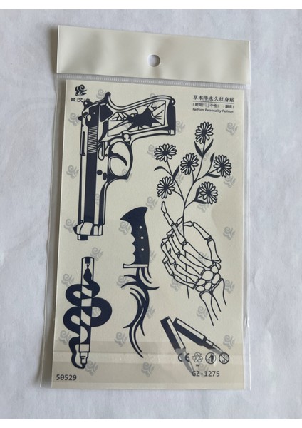 Silah Bıçak 18X11 cm Yarı Kalıcı Geçici Dövme