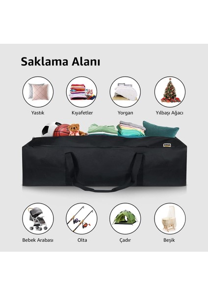 Taşıma Çantası, Fermuarlı Dayanıklı Seyahat Spor, Kamp Malzemeleri Saklama Çantası, Hurç, Valiz, 70L Orta Boy - Siyah indirimleri