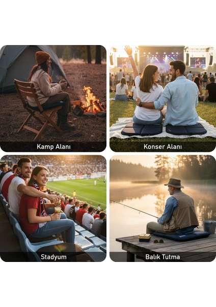 Outdoor Oturma Minderi, Stadyum ve Seyahat Için Katlanabilir Su Geçirmez Termal Kamp Pad - Gri