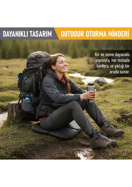 Outdoor Oturma Minderi, Stadyum ve Seyahat Için Katlanabilir Su Geçirmez Termal Kamp Pad - Gri