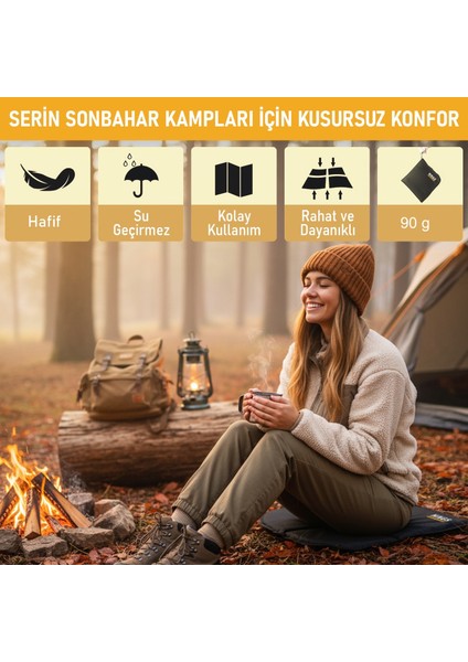 Outdoor Oturma Minderi, Stadyum ve Seyahat Için Katlanabilir Su Geçirmez Termal Kamp Pad - Gri