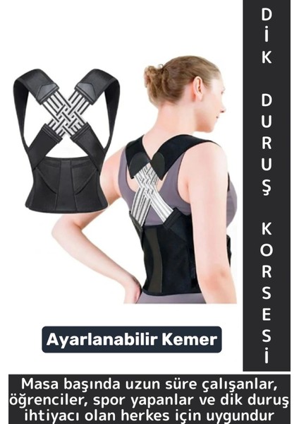 Ofis Masabaşı Öğrenci Spor Sırt Ağrısı Duruş Bozukluğu Postür Ayarlanabilir Kemer Dik Duruş Korsesi